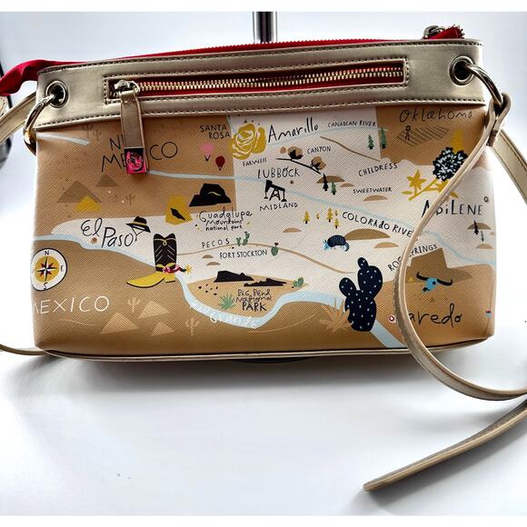 Spartina 449 Texas Lover Crossbody Bag Gold Trim Purse - Picture 2 of 9